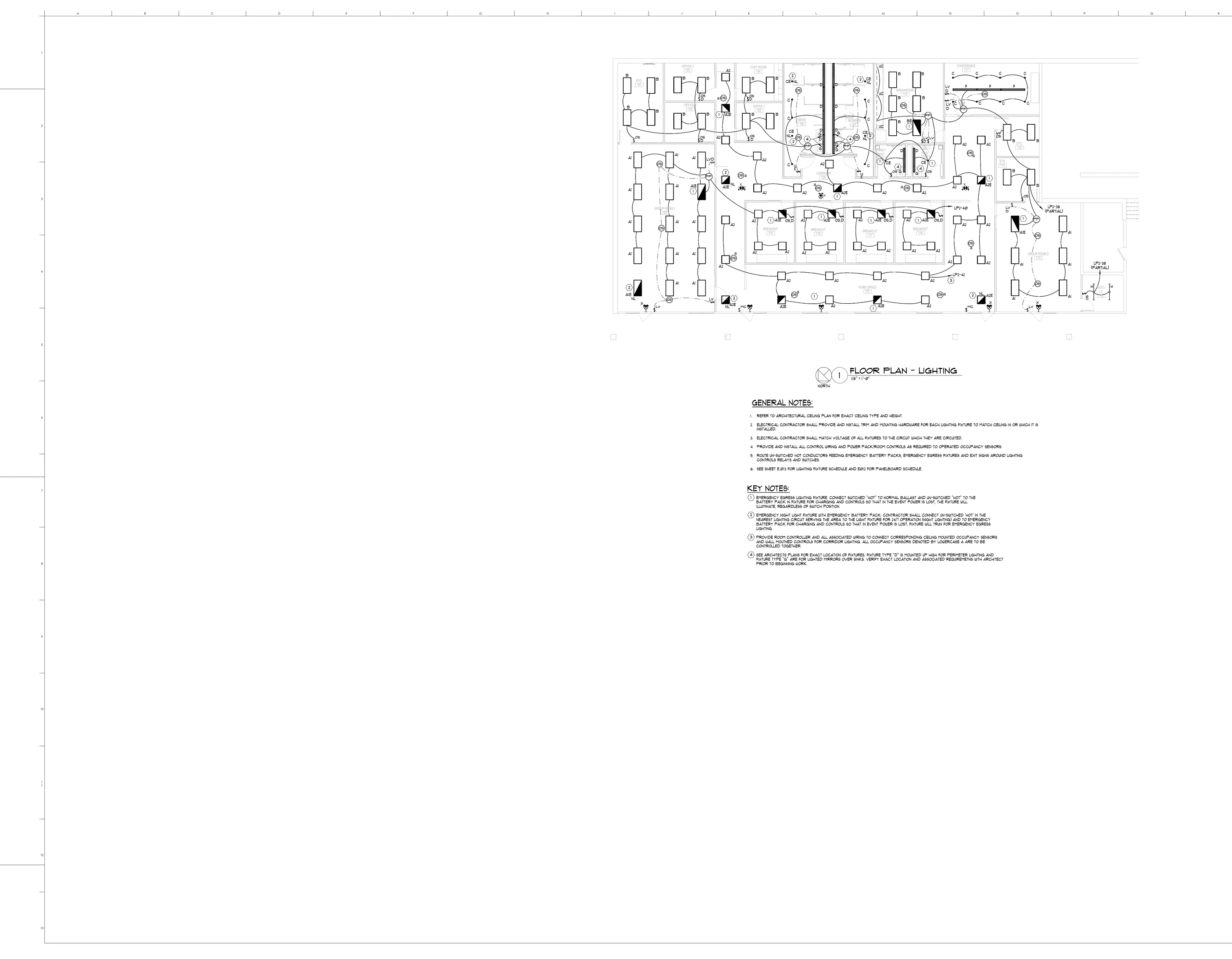 E320 electrical lighting plan with real BuildVision AI takeoff detections.